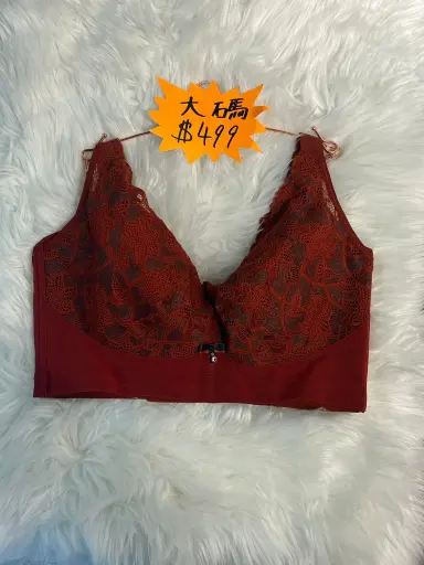 大碼紅色蕾絲文胸